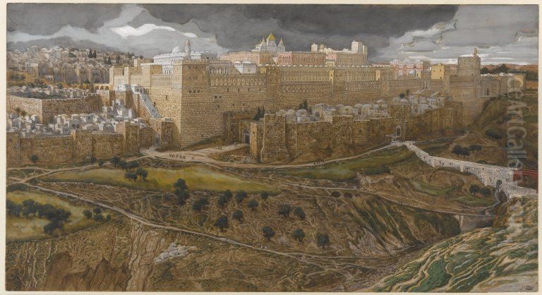 Reconstruction of the Temple of Herod, Southeast Corner Oil Painting by James Jacques Joseph Tissot