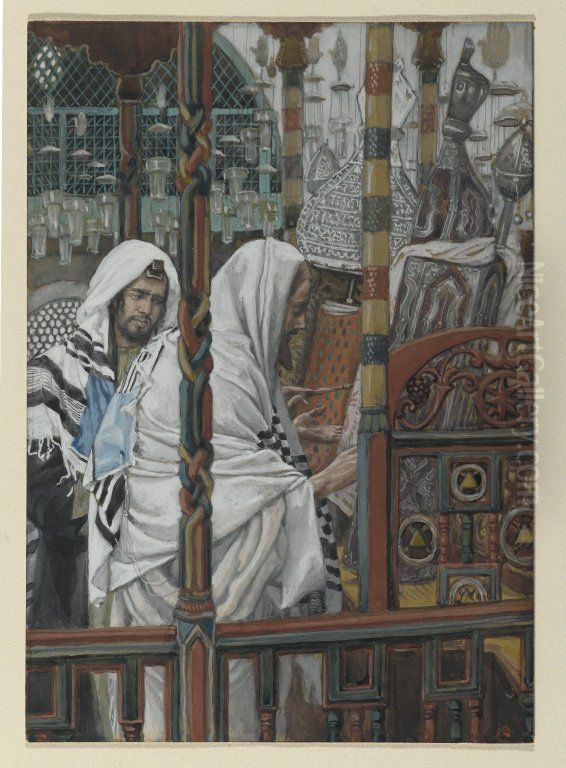 Jesus Teaches in the Synagogues Oil Painting by James Jacques Joseph Tissot