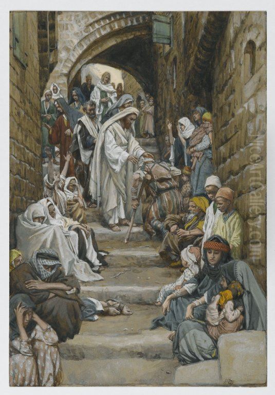 In the Villages the Sick Were Presented to Him Oil Painting by James Jacques Joseph Tissot