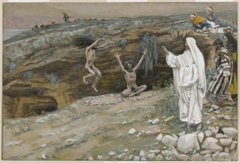 The Two Men Possessed with Devils Oil Painting by James Jacques Joseph Tissot