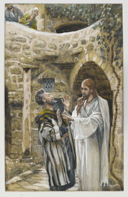 Jesus Heals a Mute Possessed Man Oil Painting by James Jacques Joseph Tissot