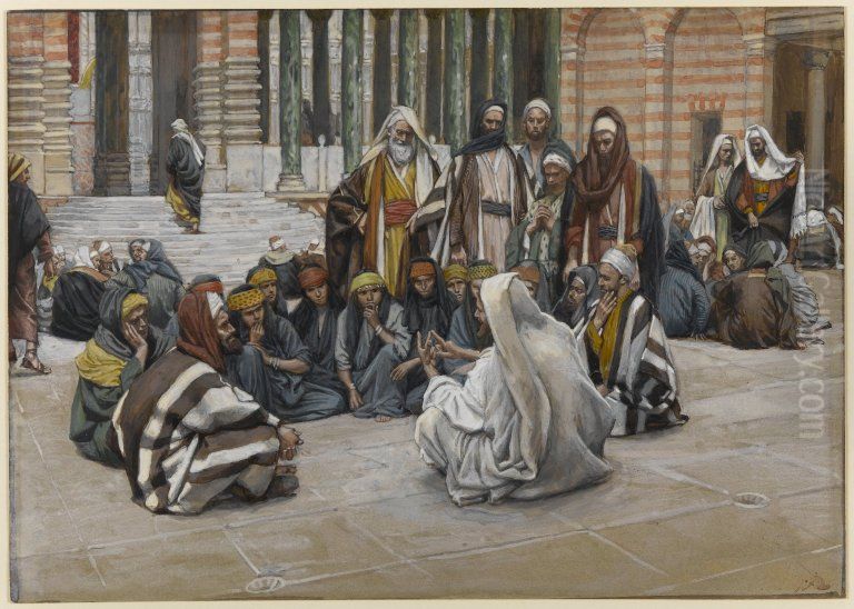 Jesus parle pres du tresor Oil Painting by James Jacques Joseph Tissot