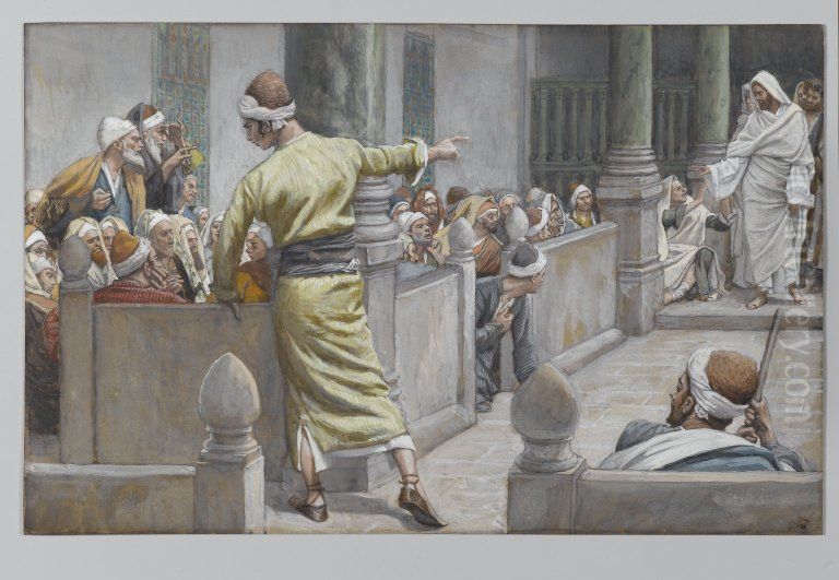 The Healed Blind Man Tells His Story to the Jews Oil Painting by James Jacques Joseph Tissot