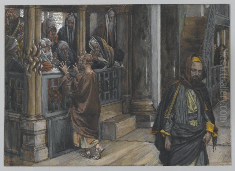 Judas va trouver les Juifs Oil Painting by James Jacques Joseph Tissot