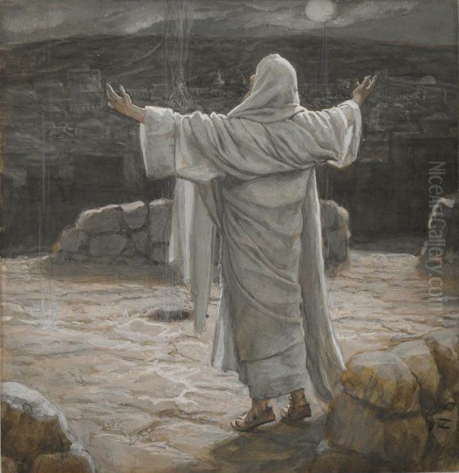 Jesus se retira la nuit sur la montagne Oil Painting by James Jacques Joseph Tissot