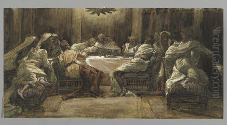 The Last Supper: Judas Dipping his Hand in the Dish Oil Painting by James Jacques Joseph Tissot