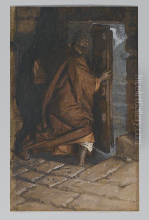 Judas Leaves the Cenacle Oil Painting by James Jacques Joseph Tissot