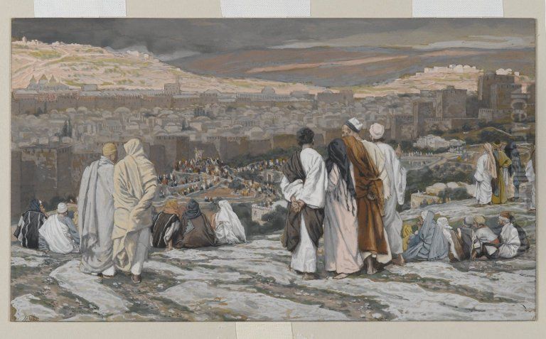 The Disciples Having Left Their Hiding Place Watch from Afar in Agony Oil Painting by James Jacques Joseph Tissot