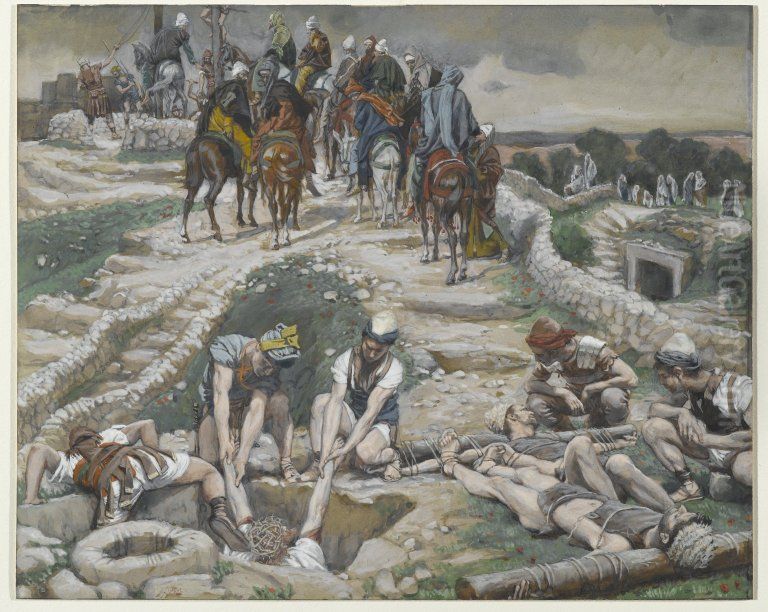 Jesus tire de la citerne Oil Painting by James Jacques Joseph Tissot