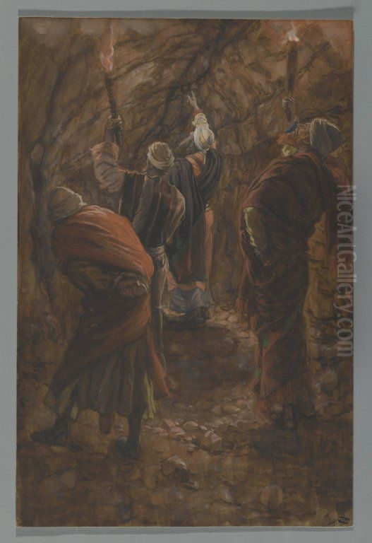 The Chasm in the Rock in the Cave Beneath Calvary Oil Painting by James Jacques Joseph Tissot