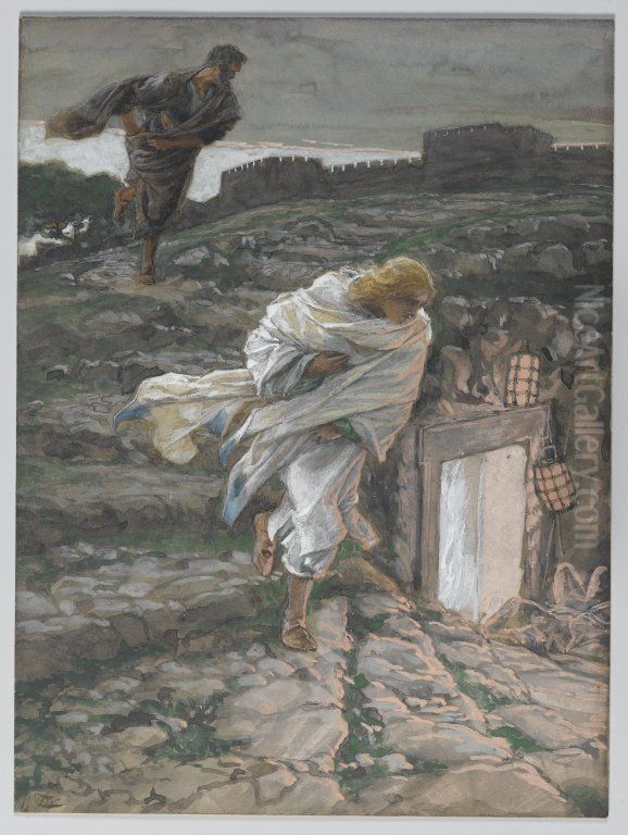 Saint Peter and Saint John Run to the Sepulchre Oil Painting by James Jacques Joseph Tissot