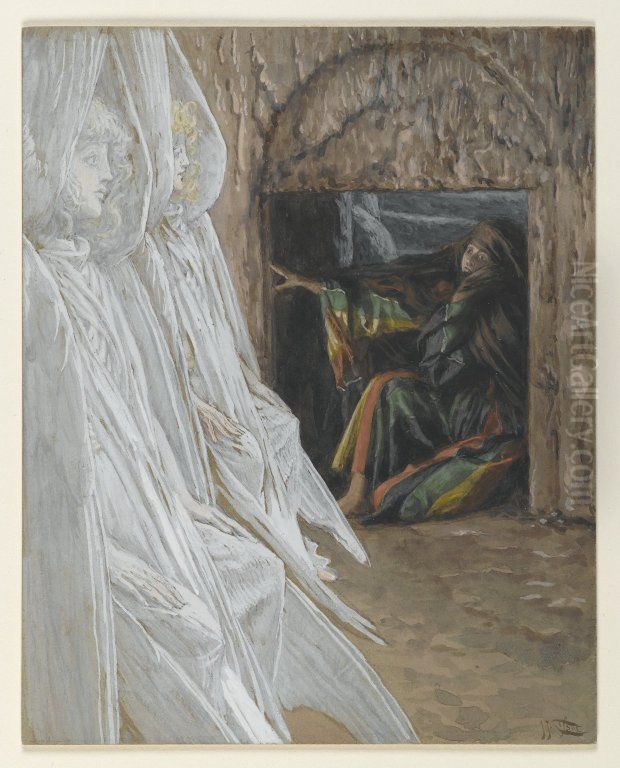 Mary Magdalene Questions the Angels in the Tomb Oil Painting by James Jacques Joseph Tissot