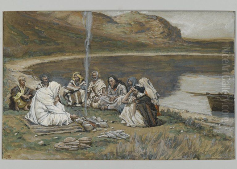 Meal of Our Lord and the Apostles Oil Painting by James Jacques Joseph Tissot