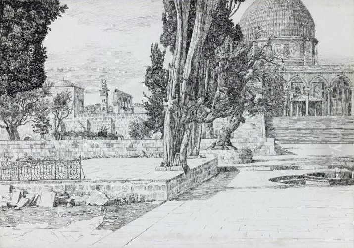Mosque of Es-Sakrah Called Mosque of Omar, Jerusalem Oil Painting by James Jacques Joseph Tissot