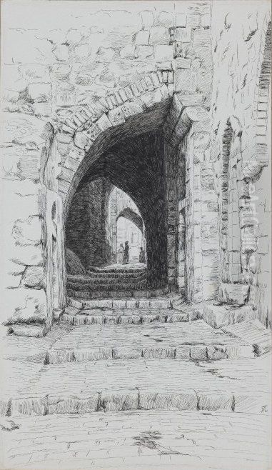 A Street in Jerusalem Oil Painting by James Jacques Joseph Tissot