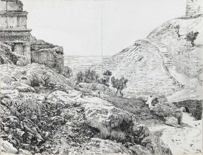 Tomb of Absalom, Valley of Jehoshaphat Oil Painting by James Jacques Joseph Tissot