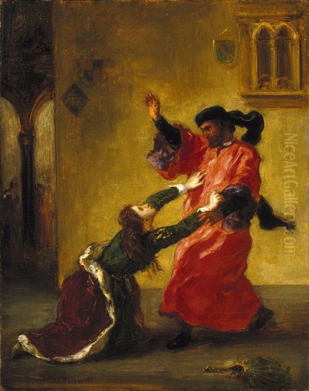 DesdemonaCursed by her Father Oil Painting by Eugene Delacroix