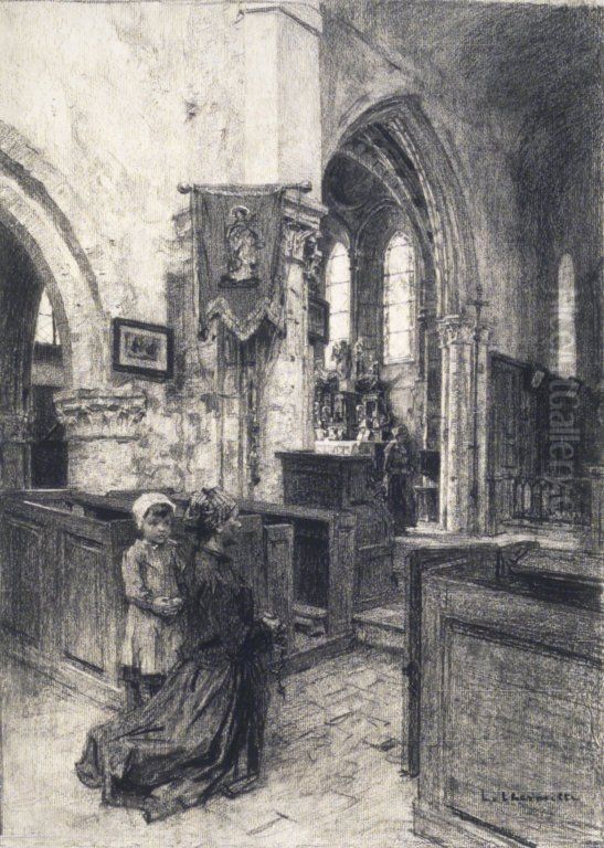 The Church of Saint-Eugene (L'Eglise de Saint-Eugene) Oil Painting by Leon Augustin Lhermitte