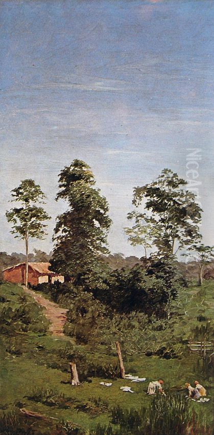 The laundresses Oil Painting by Jose Ferraz De Almeida Junior