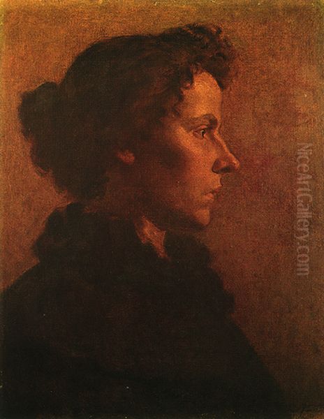 Profile of a woman Oil Painting by Jose Ferraz De Almeida Junior