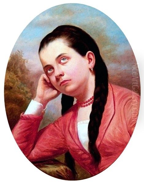 Retrato de moca Oil Painting by Jose Ferraz De Almeida Junior