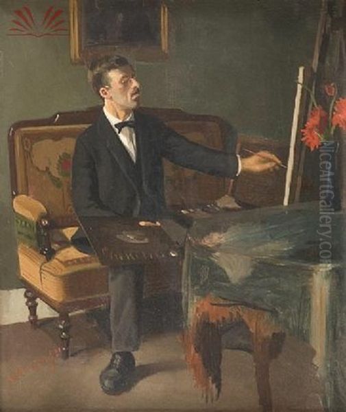 The painter Oil Painting by Jose Ferraz De Almeida Junior