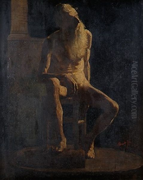 Figura(Academia, Estudo de Nu) Oil Painting by Jose Ferraz De Almeida Junior