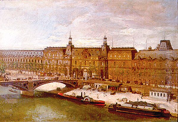 Arredores do Louvre Oil Painting by Jose Ferraz De Almeida Junior