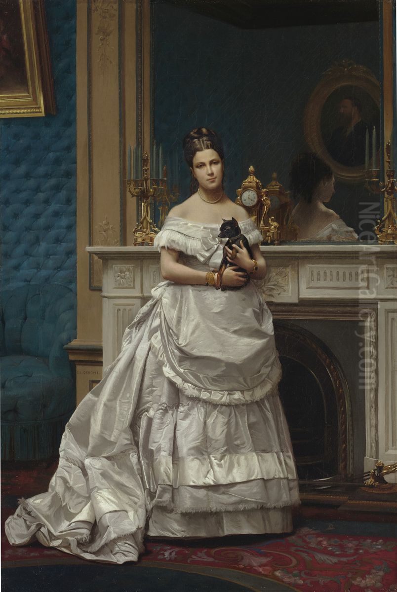 Portrait of Marie-Anne d'Escoubleau de Sourdis, Madame Charles-Joachim Lefevre (1853-1938), Previously Thought to be a Portrait of the Artist's Wife, Marie Gerome, nee Goupil (1842-1912) Oil Painting by Jean-Leon Gerome