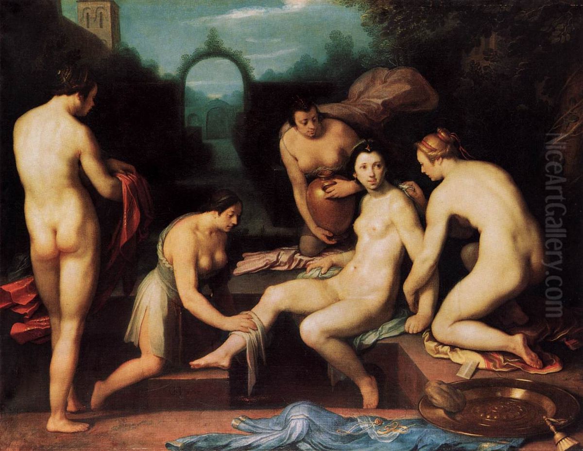 2) Oil Painting by Cornelis van Haarlem