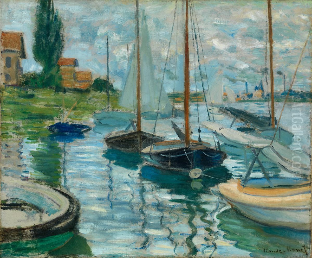 Bateaux sur la Seine a Gennevilliers Oil Painting by Claude Oscar Monet