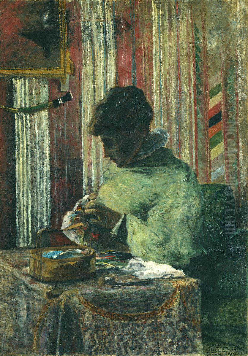 Mette Gauguin Oil Painting by Paul Gauguin