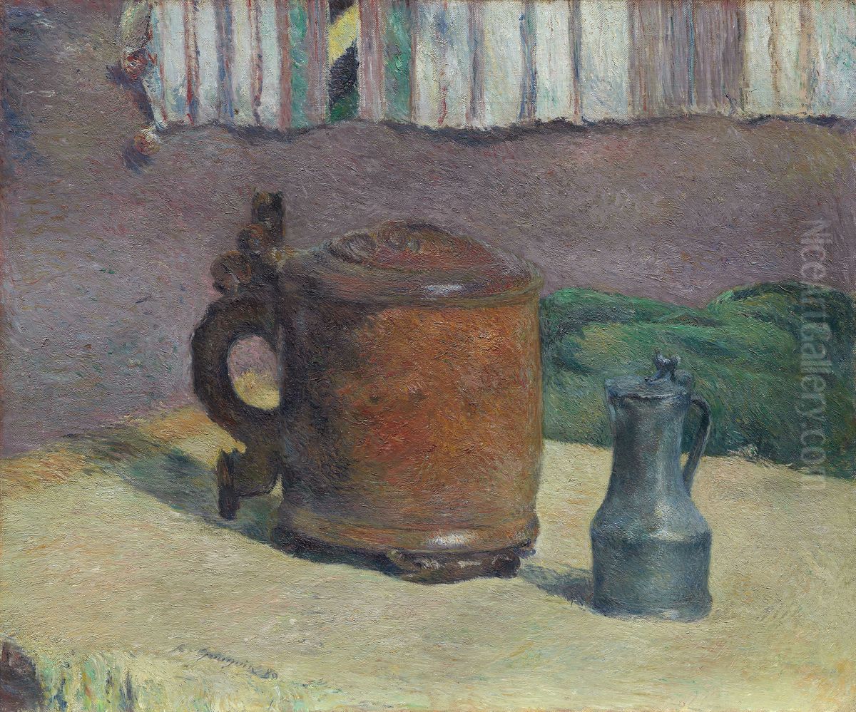 Les Deux pots, ou Nature Morte a la Cruche d'Argile et Tasse en Fer Oil Painting by Paul Gauguin