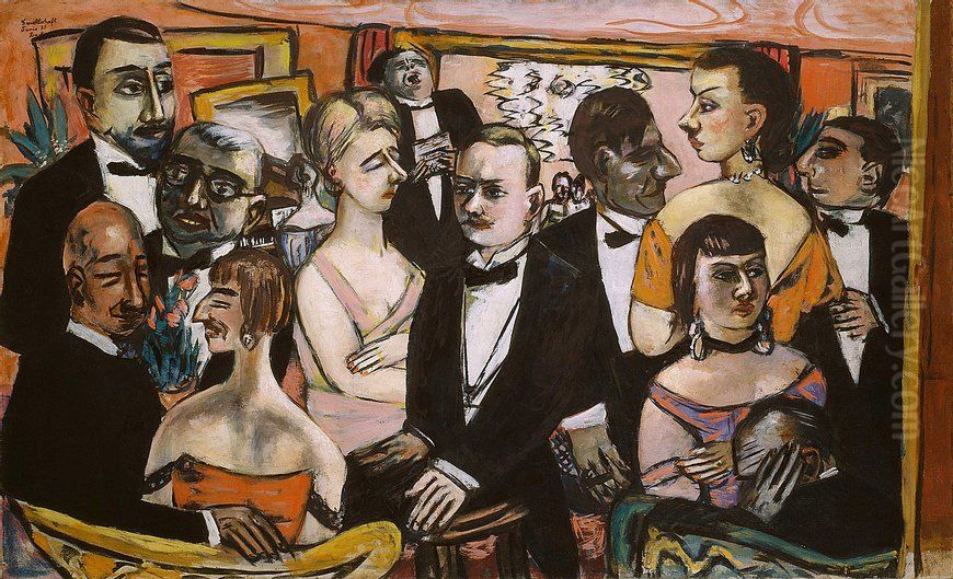 Gesellschaft Paris Oil Painting by Max Beckmann