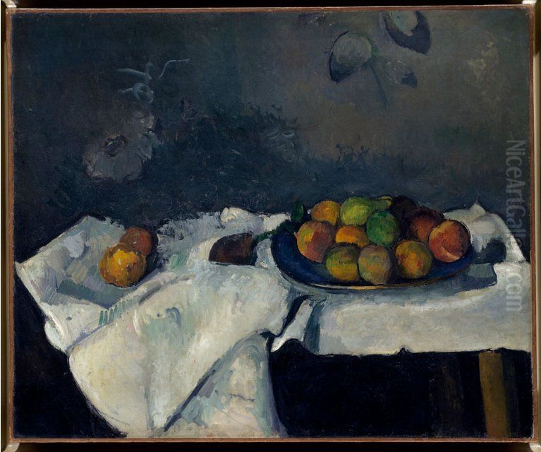 Plate of Peaches Oil Painting by Paul Cezanne