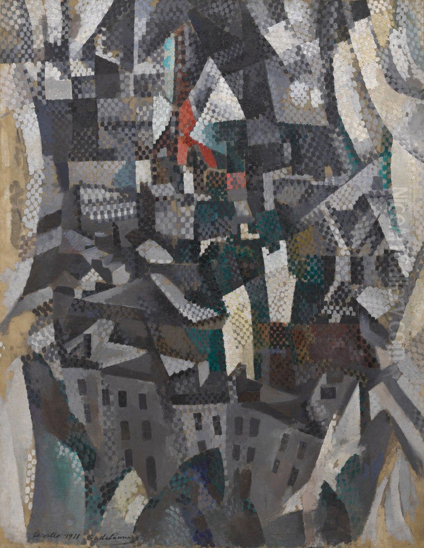 The City Oil Painting by Robert Delaunay