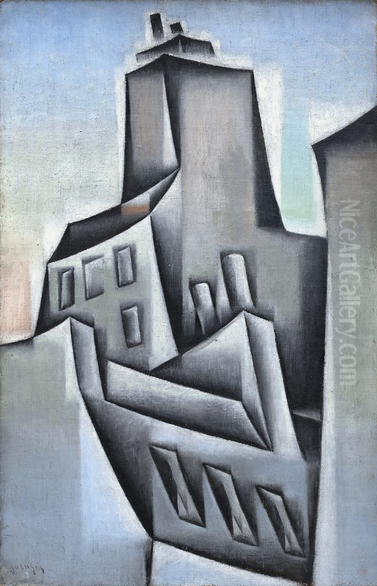 Maisons a Paris (Houses in Paris) Oil Painting by Juan Gris