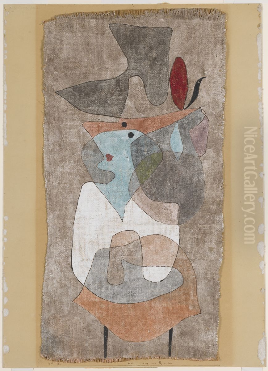 Hat, Lady and Little Table. Oil Painting by Paul Klee