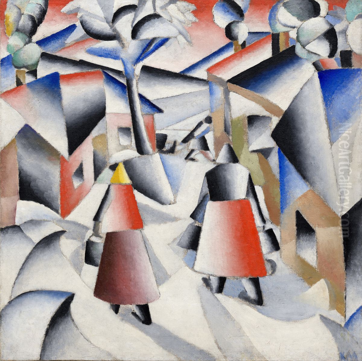 Morning in the Village after Snowstorm Oil Painting by Kasimir Sevrinovitch Malevich