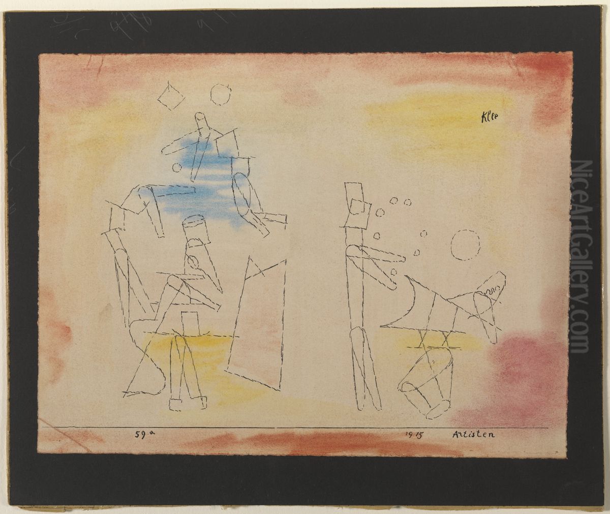 Acrobats. Oil Painting by Paul Klee