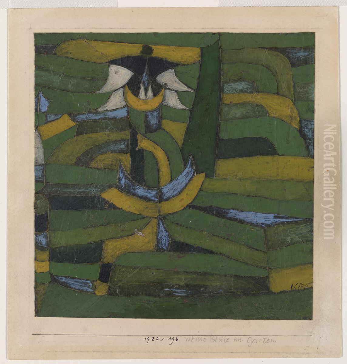 Weisse Blute im Garten. Oil Painting by Paul Klee