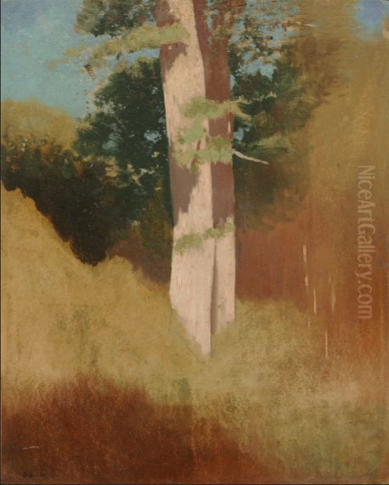 Trees in the Blue Sky Oil Painting by Odilon Redon