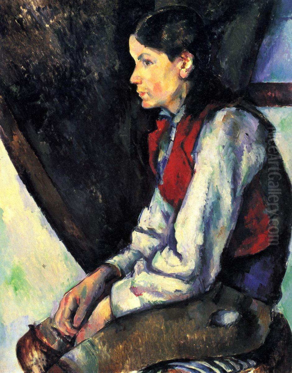 Le Garcon au gilet rouge Oil Painting by Paul Cezanne