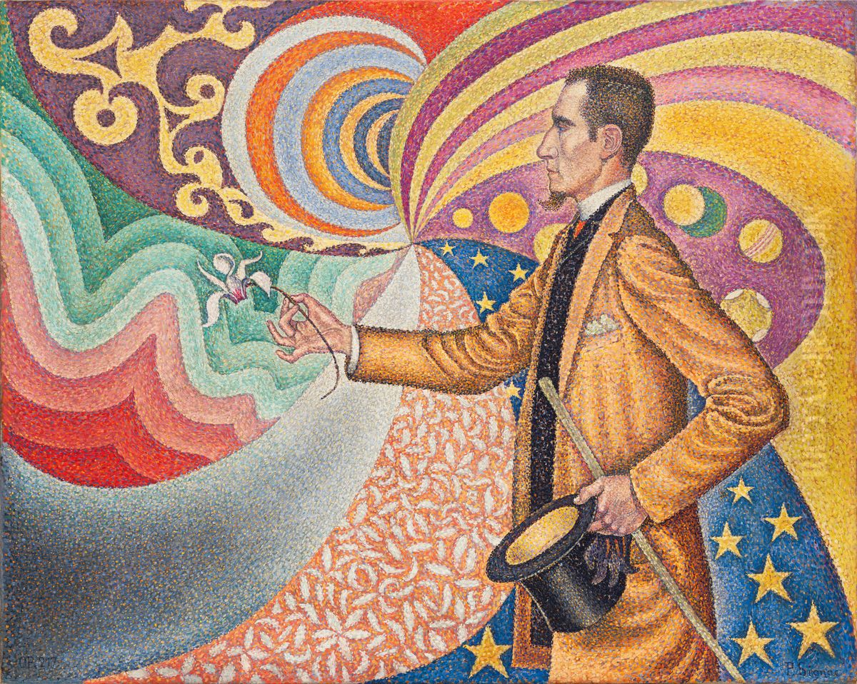Opus 217. Against the Enamel of a Background Rhythmic with Beats and Angles, Tones, and Tints, Portrait of M.Felix Feneonin 1890 Oil Painting by Paul Signac