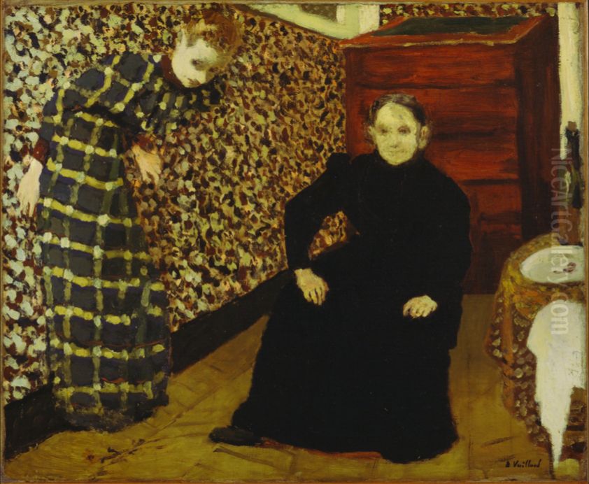 Interior Mother and Sister of the Artist Oil Painting by Jean-Edouard Vuillard