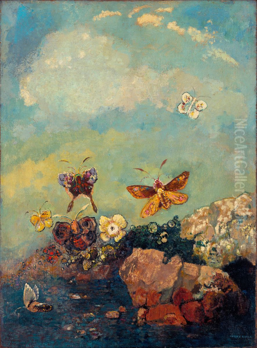 Butterflies Oil Painting by Odilon Redon