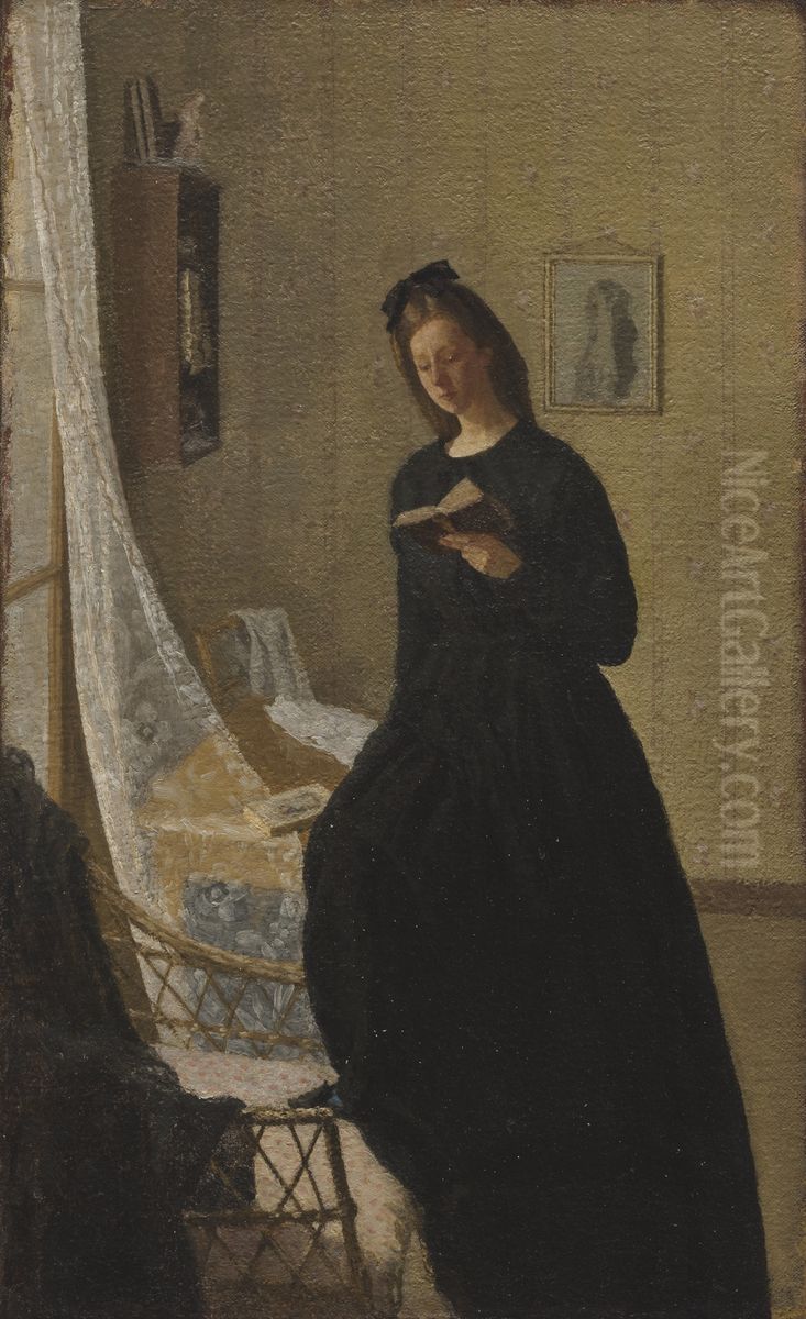 Girl Reading at a Window Oil Painting by Gwen John