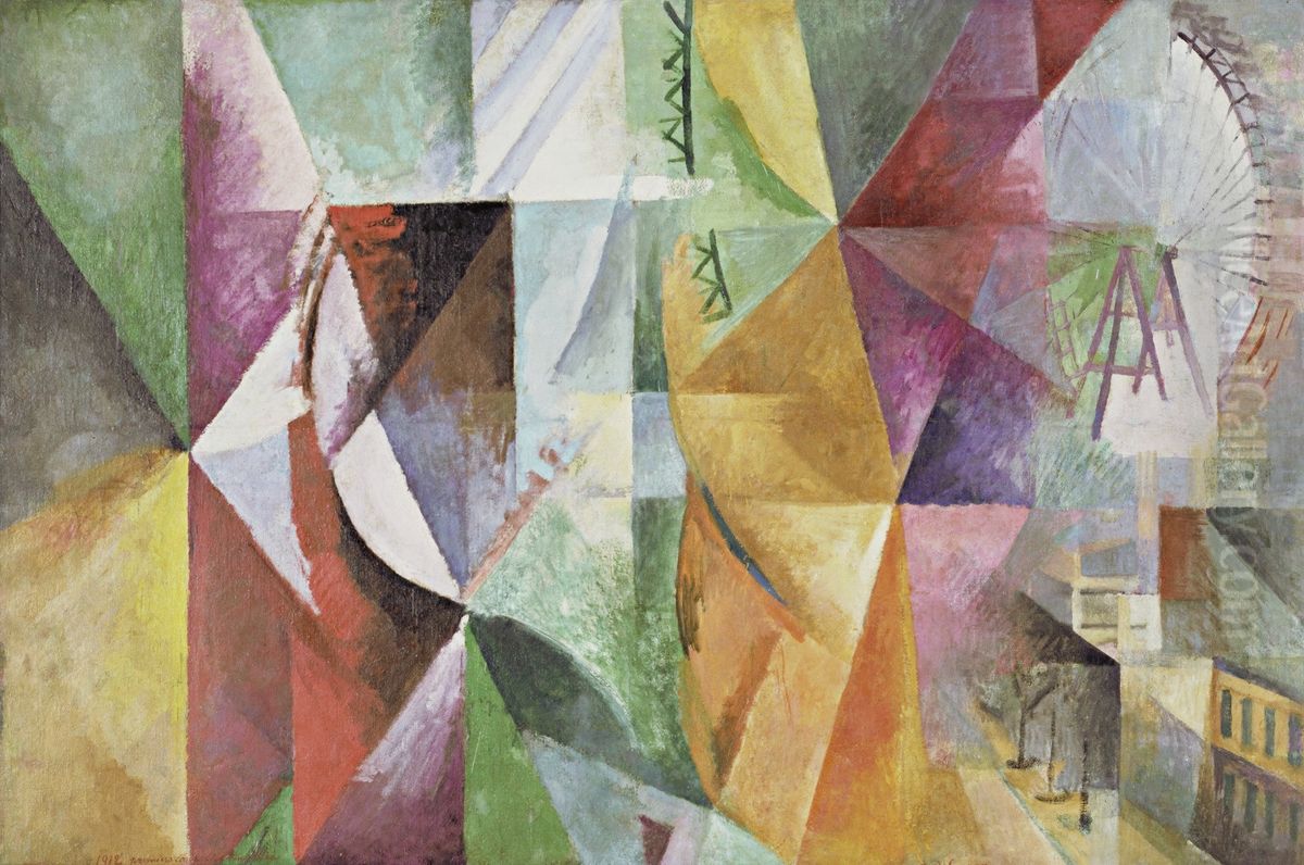 The Three Windows, the Tower and the Wheel Oil Painting by Robert Delaunay