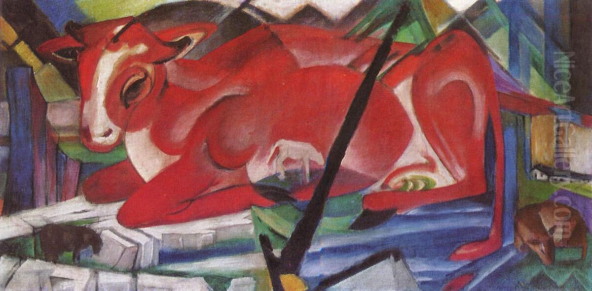 Die Weltenkuh Oil Painting by Franz Marc