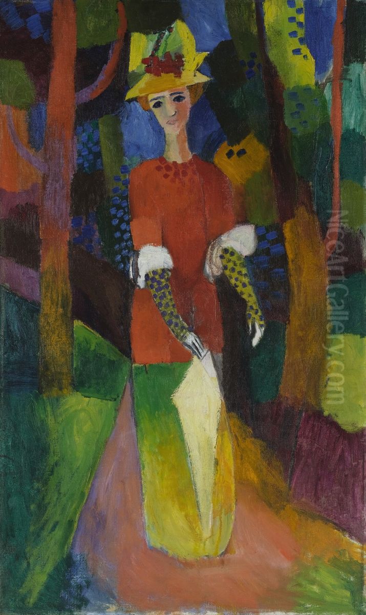 Lady in a Park Oil Painting by August Macke